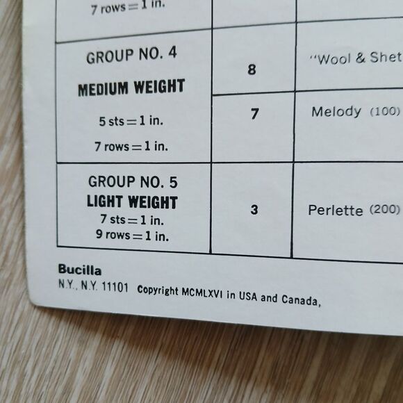 Vintage MCM Bucilla, Bear, Fleisher Men's Classics Sweater Knitting Gauge Guide - Picture 3 of 10